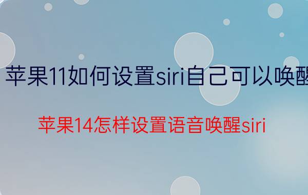 苹果11如何设置siri自己可以唤醒 苹果14怎样设置语音唤醒siri？